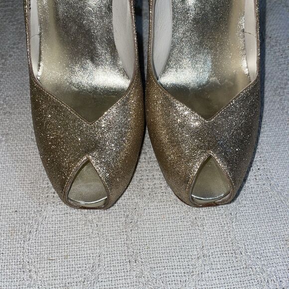 Stuart Weitzman Women’s Dressy Heels Size 7.5 M Gold Sparkle Going Out Party - Picture 7 of 12